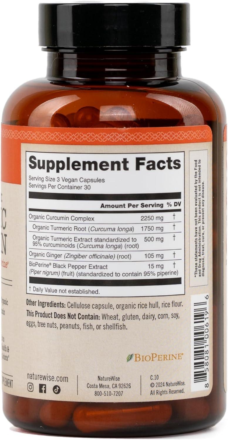 image:imageNatureWise Curcumin Turmeric 2250mg 95 Curcuminoids amp BioPerine Black Pepper Extract for Advanced Absorption Daily Joint and Immune Health Support Vegan NonGMO 180 Count60Day Supply90 Count Pack of 1