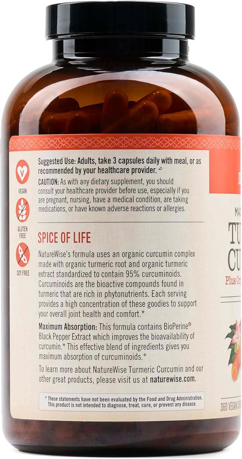 image:imageNatureWise Curcumin Turmeric 2250mg 95 Curcuminoids amp BioPerine Black Pepper Extract for Advanced Absorption Daily Joint and Immune Health Support Vegan NonGMO 180 Count60Day Supply360 Count Pack of 1
