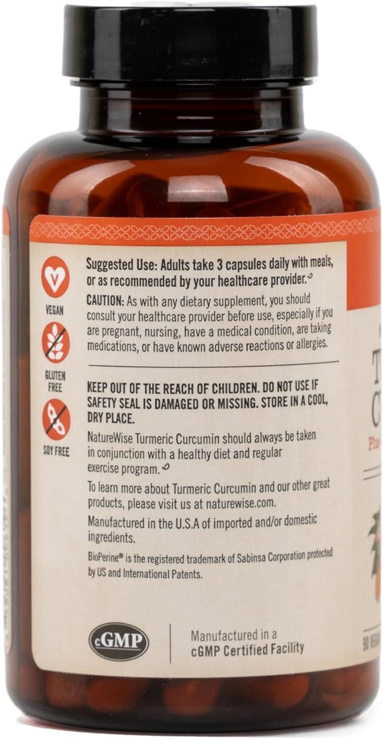 image:imageNatureWise Curcumin Turmeric 2250mg 95 Curcuminoids amp BioPerine Black Pepper Extract for Advanced Absorption Daily Joint and Immune Health Support Vegan NonGMO 180 Count60Day Supply90 Count Pack of 1