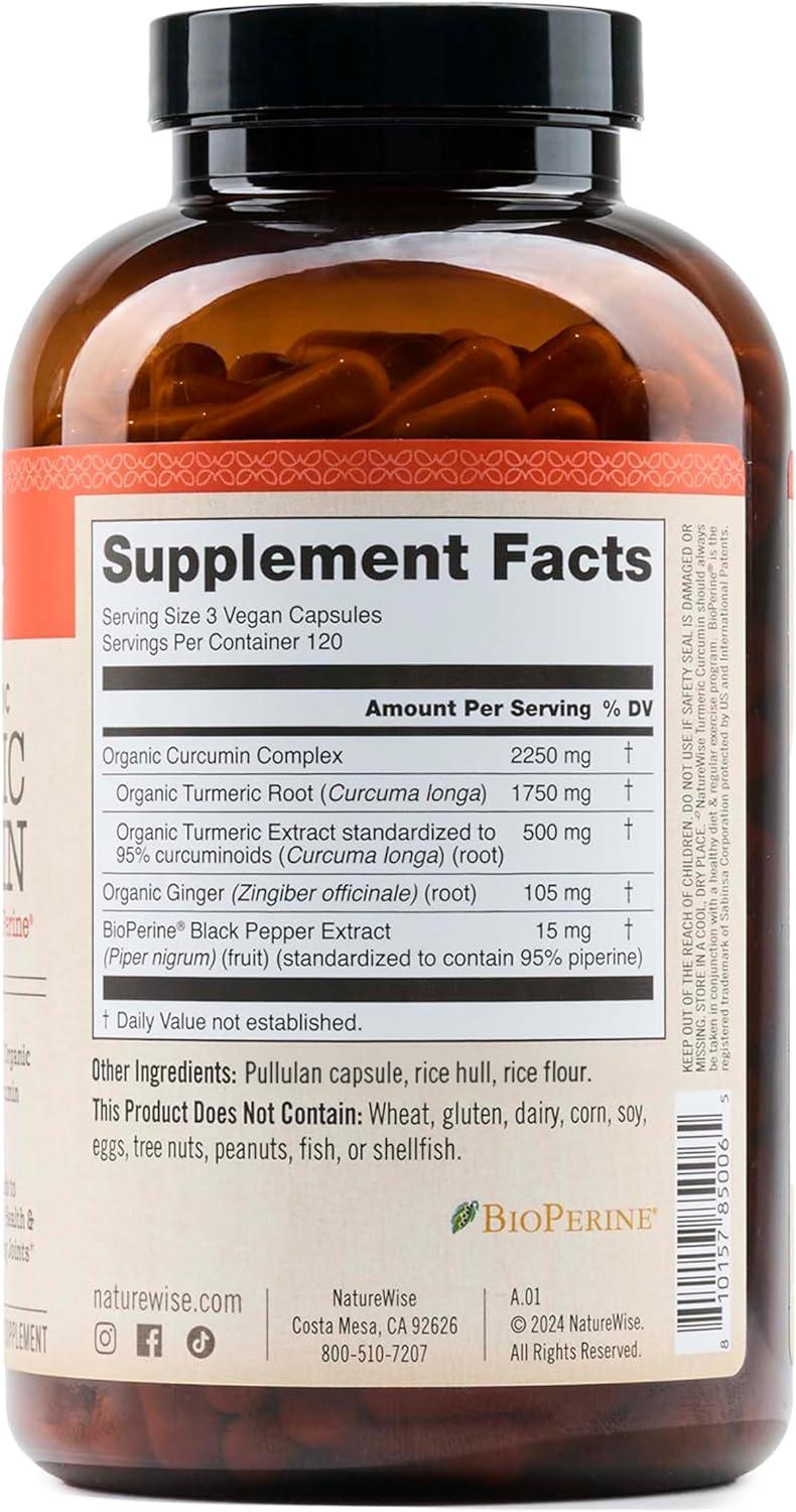 image:imageNatureWise Curcumin Turmeric 2250mg 95 Curcuminoids amp BioPerine Black Pepper Extract for Advanced Absorption Daily Joint and Immune Health Support Vegan NonGMO 180 Count60Day Supply360 Count Pack of 1