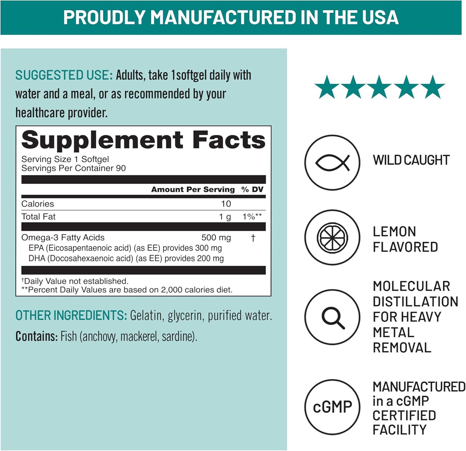 image:imageNatureWise Omega 3 Fish Oil 500 mg per Pill EPA amp DHA Immune Support Brain amp Optimal Wellness Gluten and Soy Free NonGMO 60 Softgels2Month Supply90 Count Pack of 1