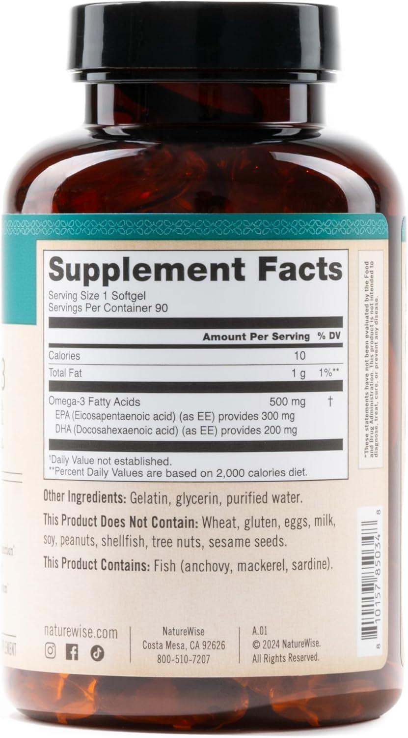 image:imageNatureWise Omega 3 Fish Oil 500 mg per Pill EPA amp DHA Immune Support Brain amp Optimal Wellness Gluten and Soy Free NonGMO 60 Softgels2Month Supply90 Count Pack of 1