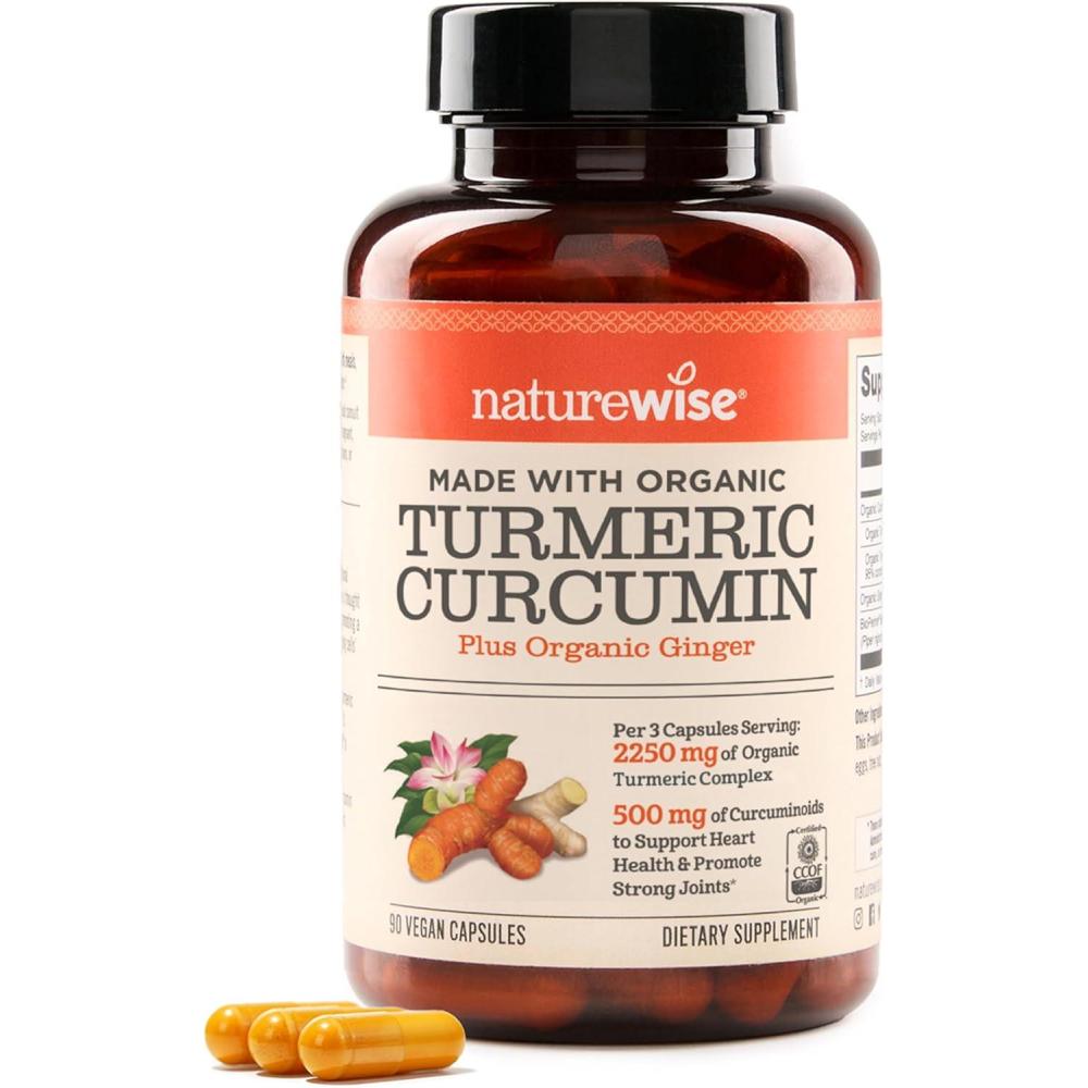 image:imageNatureWise Curcumin Turmeric 2250mg 95 Curcuminoids amp BioPerine Black Pepper Extract for Advanced Absorption Daily Joint and Immune Health Support Vegan NonGMO 180 Count60Day Supply90 Count Pack of 1