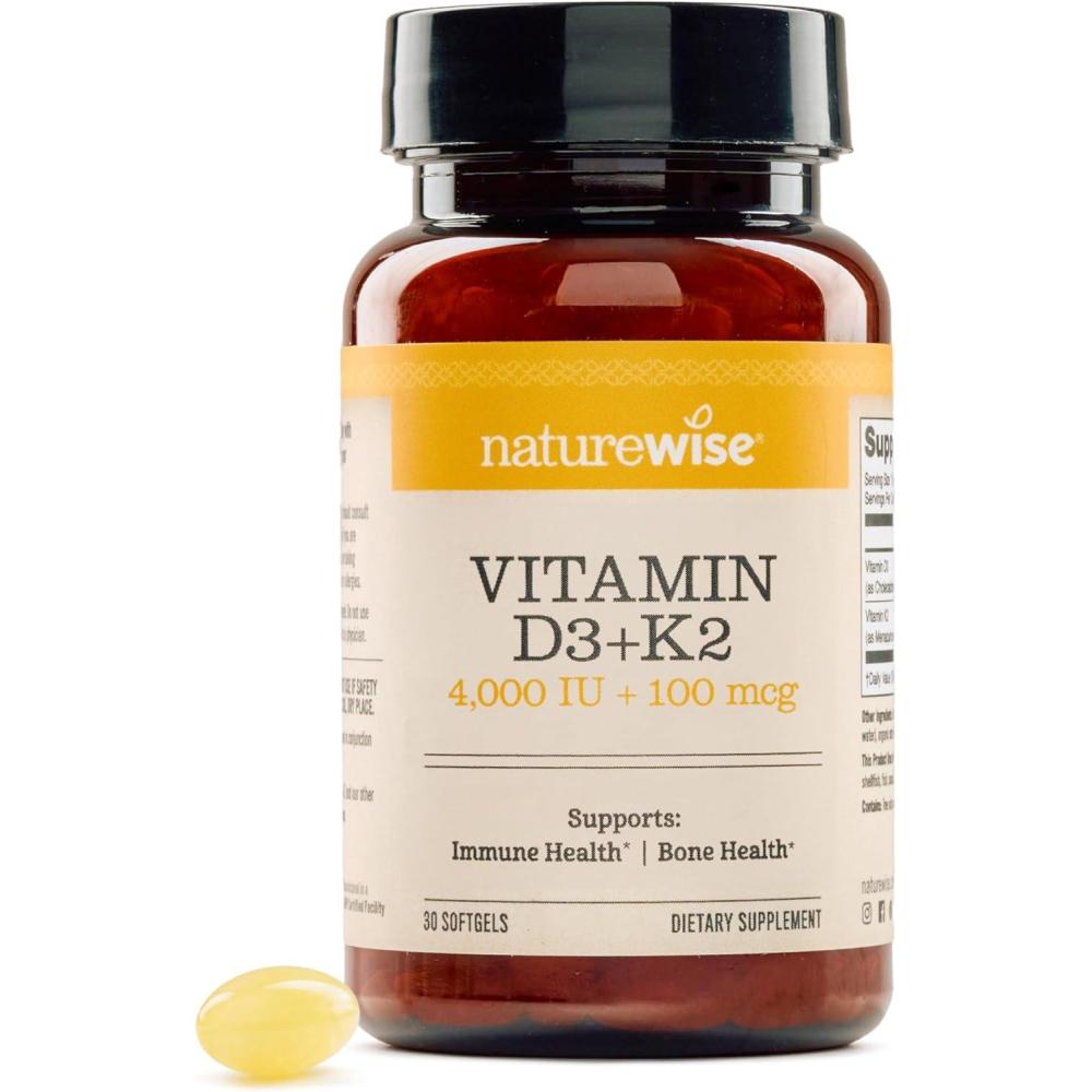image:imageNatureWise Vitamin D3 5000IU  K2 MK7 100mcg with Organic Extra Virgin Coconut Oil  Supports Calcium Absorption Bone amp Immune Health  NonGMO Soy amp GlutenFree  30 Softgels30Day Supply4000IU