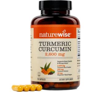 NatureWise Turmeric Curcumin with Black Pepper 2600mg – Ultra Absorption Turmeric Curcumin Supplement + BioPerine – Naturally-Sourced, Vegan, Non-GMO, USA Manufactured – 120 Capsules[30-Day Supply]