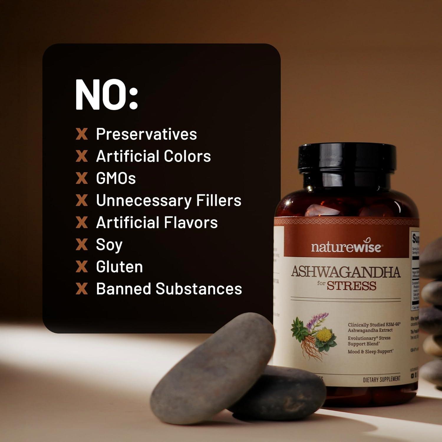image:imageNatureWise Ashwagandha for Stress With KSM66 Extract GABA LTheanine Rhodiola Rosea Herbal Mood amp Sleep Support Vegan NonGMO GlutenFree 60 Capsules1Month Supply