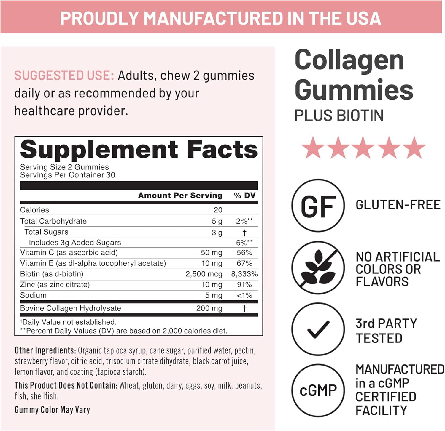 image:imageNatureWise Collagen Gummies  Hydrolyzed Collagen Gummies  Type 1 amp 3 Peptides for Women  Biotin Vitamin C E amp Zinc for Hair Skin and Nails Support  60 Count1Month SupplyStrawberry Lemon