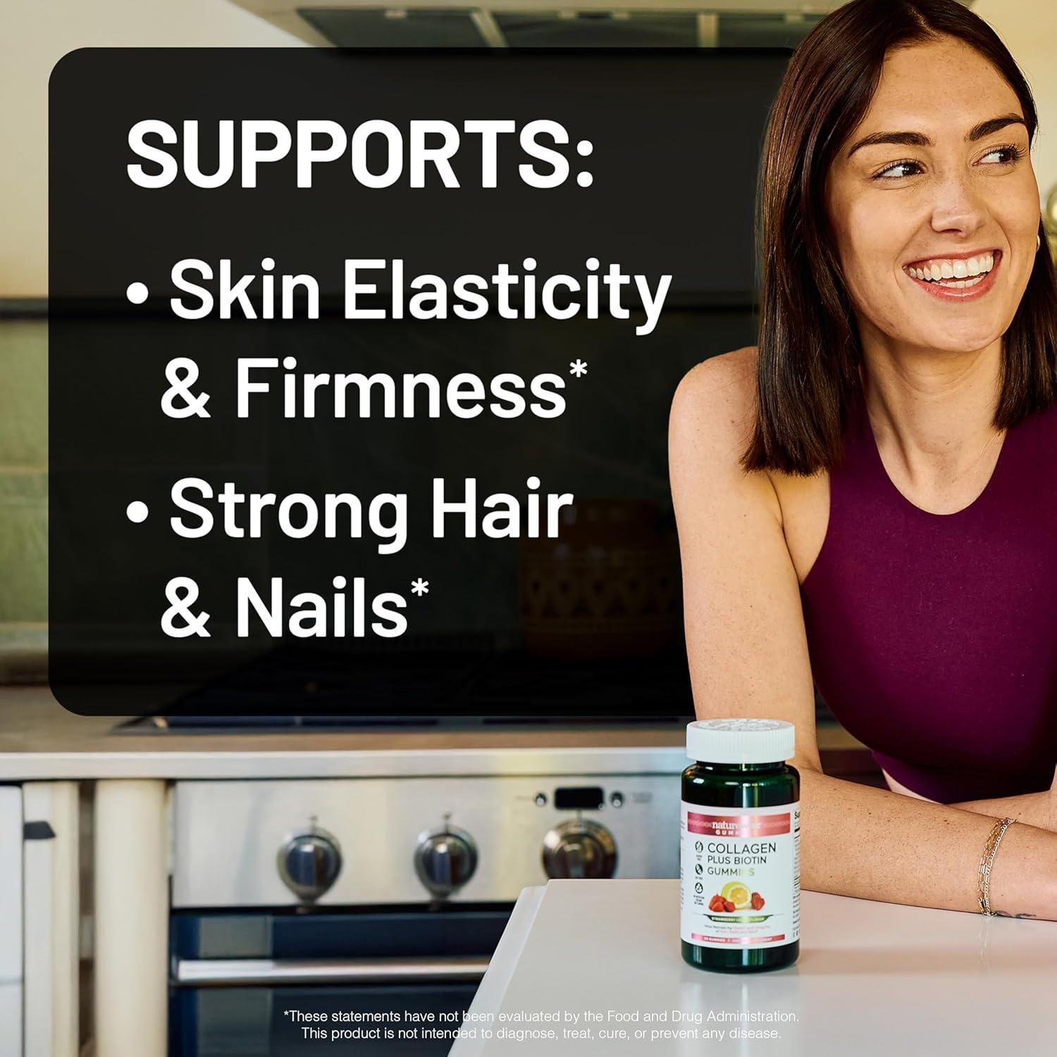 image:imageNatureWise Collagen Gummies  Hydrolyzed Collagen Gummies  Type 1 amp 3 Peptides for Women  Biotin Vitamin C E amp Zinc for Hair Skin and Nails Support  60 Count1Month SupplyStrawberry Lemon