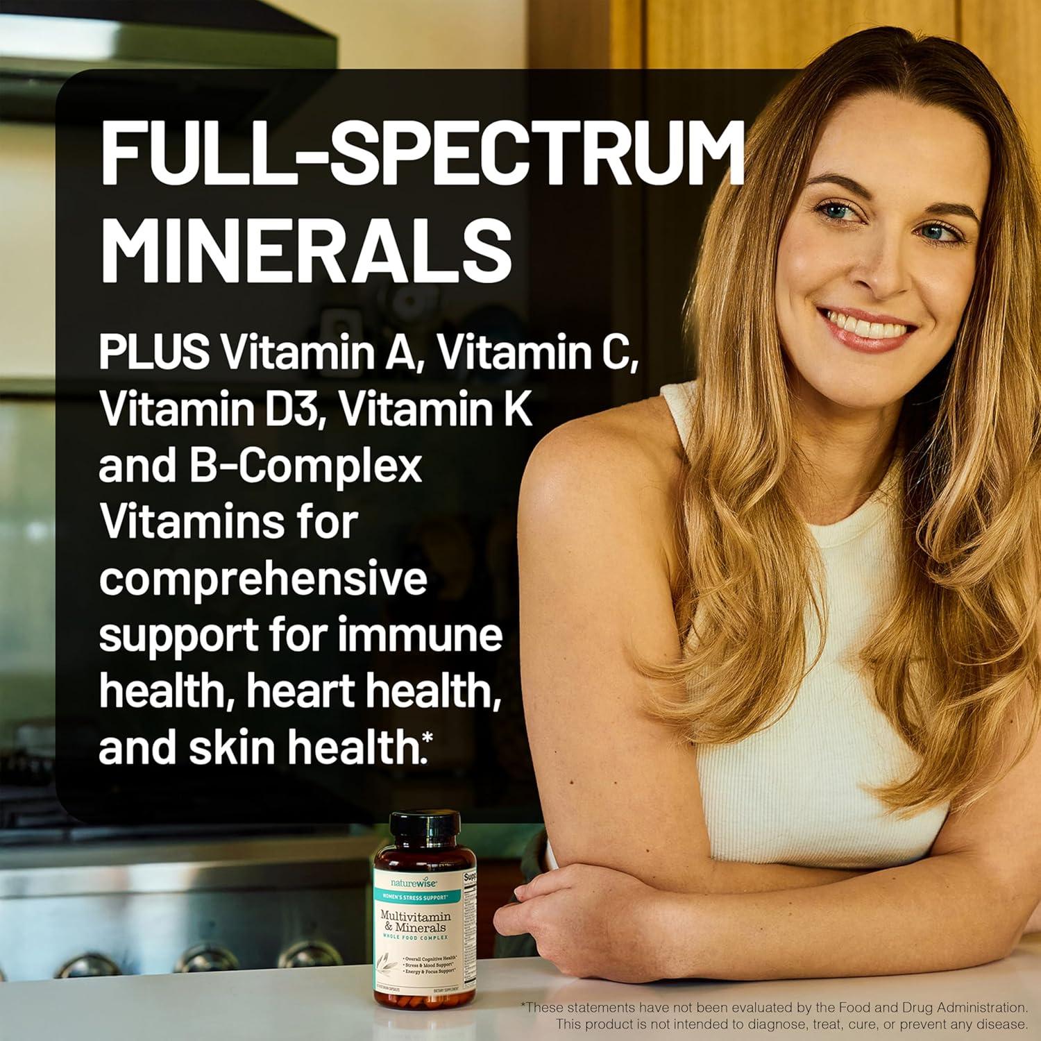 image:imageNatureWise Multivitamin for Women Stress Support with Organic Whole Foods amp Natural Minerals BComplex Vitamin C D3 K2 for Immunity Hair Skin amp Nails NonGMO 60 Capsules30Day Supply60 Count Pack of 2