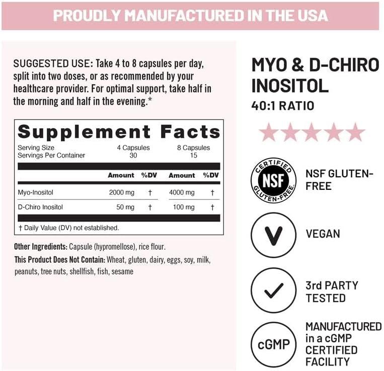 image:imageNatureWise MyoInositol amp DChiro Inositol Supplement for Women Fertility Supplements for Women Ideal 401 Ratio Myo Inositol 2000mg NonGMO Vegan USA Manufactured 30Day Supply
