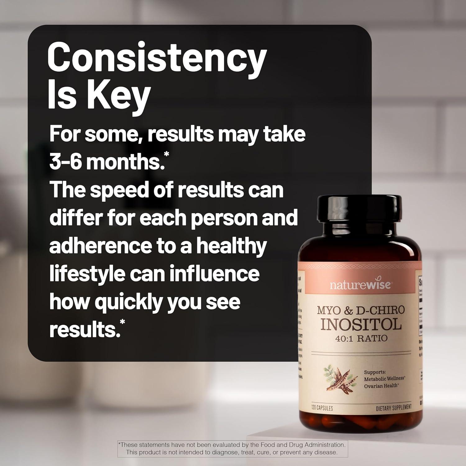image:imageNatureWise MyoInositol amp DChiro Inositol Supplement for Women Fertility Supplements for Women Ideal 401 Ratio Myo Inositol 2000mg NonGMO Vegan USA Manufactured 30Day Supply