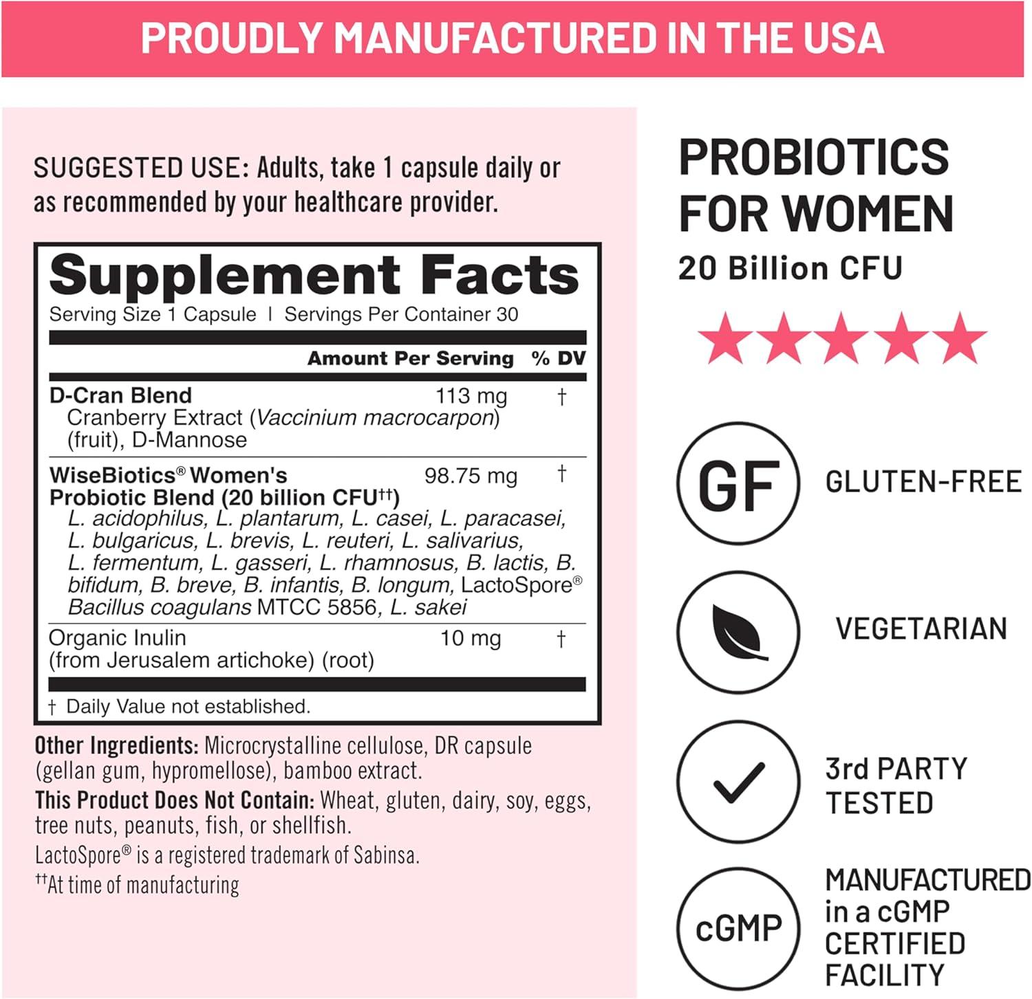 image:imageNatureWise Probiotics for Women Organic Prebiotics DMannose amp Cranberry Vaginal Probiotics for PH Balance Digestive amp Urinary Tract 18 Strains 20 Billion CFU 60 Capsules60Day SupplyUnflavored
