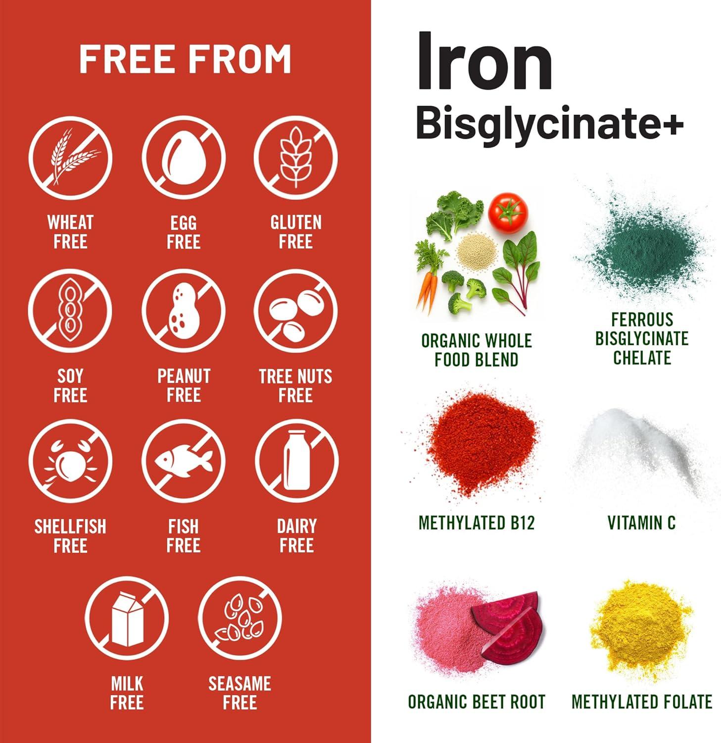image:imageNatureWise Vegan Iron Supplement for Women amp Men Gentle on Stomach High Absorption Coated Iron Bisglycinate Tablets Vitamin C Methyl B12 Folate amp Organic Food Blend 30 Tablets30Day SupplyUnflavored