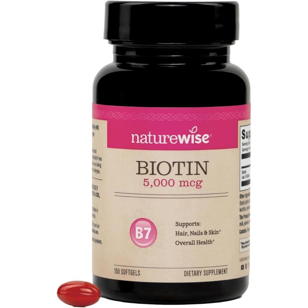 image:imageNatureWise Extra Strength Biotin 5000 mcg Softgels Biotin for Hair Growth Women amp Men Skin amp Nails Support NonGMO USA Manufactured 150 Softgels150Day Supply