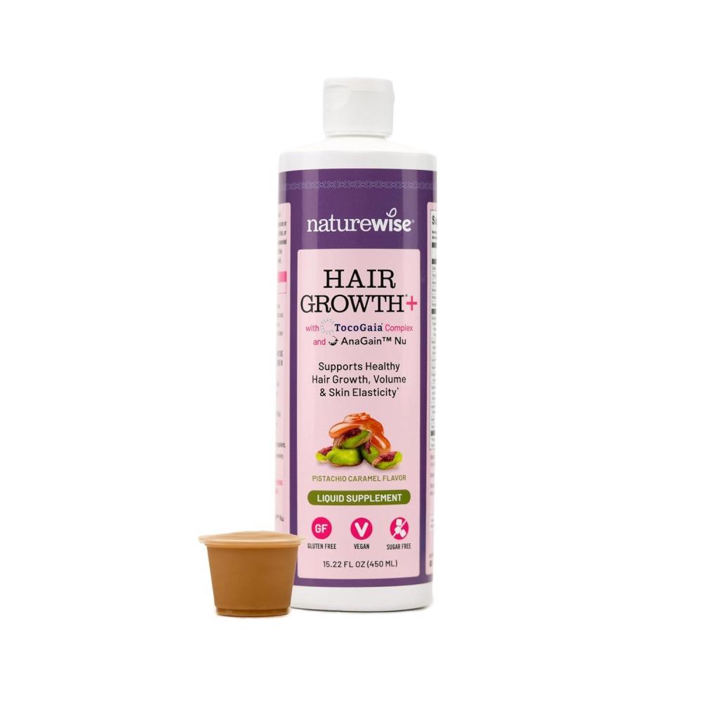 image:imageNatureWise Hair Growth Plus Hair Growth Supplements Women amp Men With Clinically Tested AnaGain Nu No Biotin Sugar Free amp Vegan Pistachio Caramel Flavor 15 Fl Oz 30 Day Supply