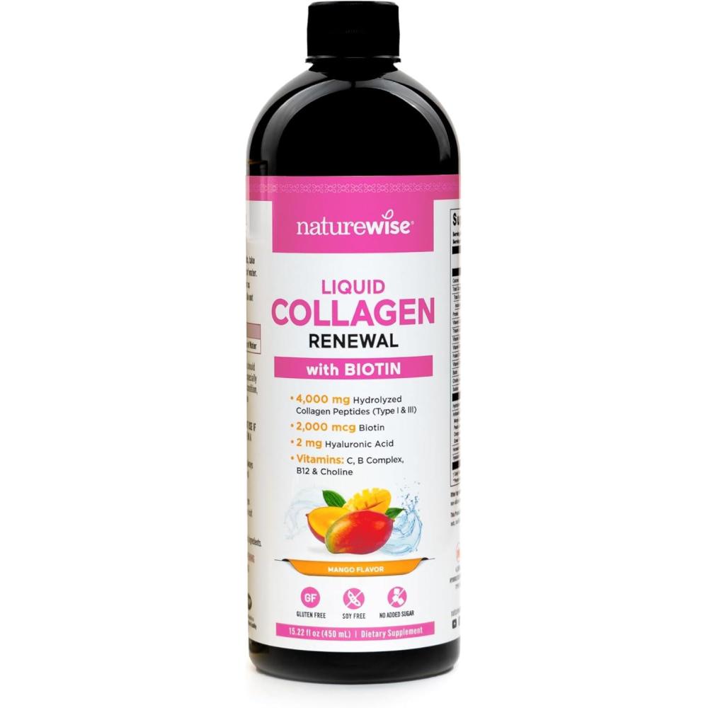 image:imageNatureWise Hydrolyzed Liquid Collagen for Women amp Men 4000mg Multi Collagen Peptides Biotin Vitamin C Vitamin B Complex amp Hyaluronic Acid Mixed Berry 1522 fl oz45 Day SupplyMango