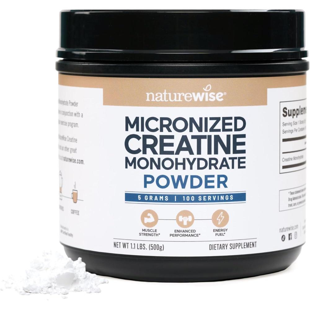 image:imageNatureWise Micronized Creatine Monohydrate Powder 5000mg 5g Per Serving  Creatine for Women amp Men  Pure Unflavored Supports Lean Muscle Mass Endurance  100 Servings