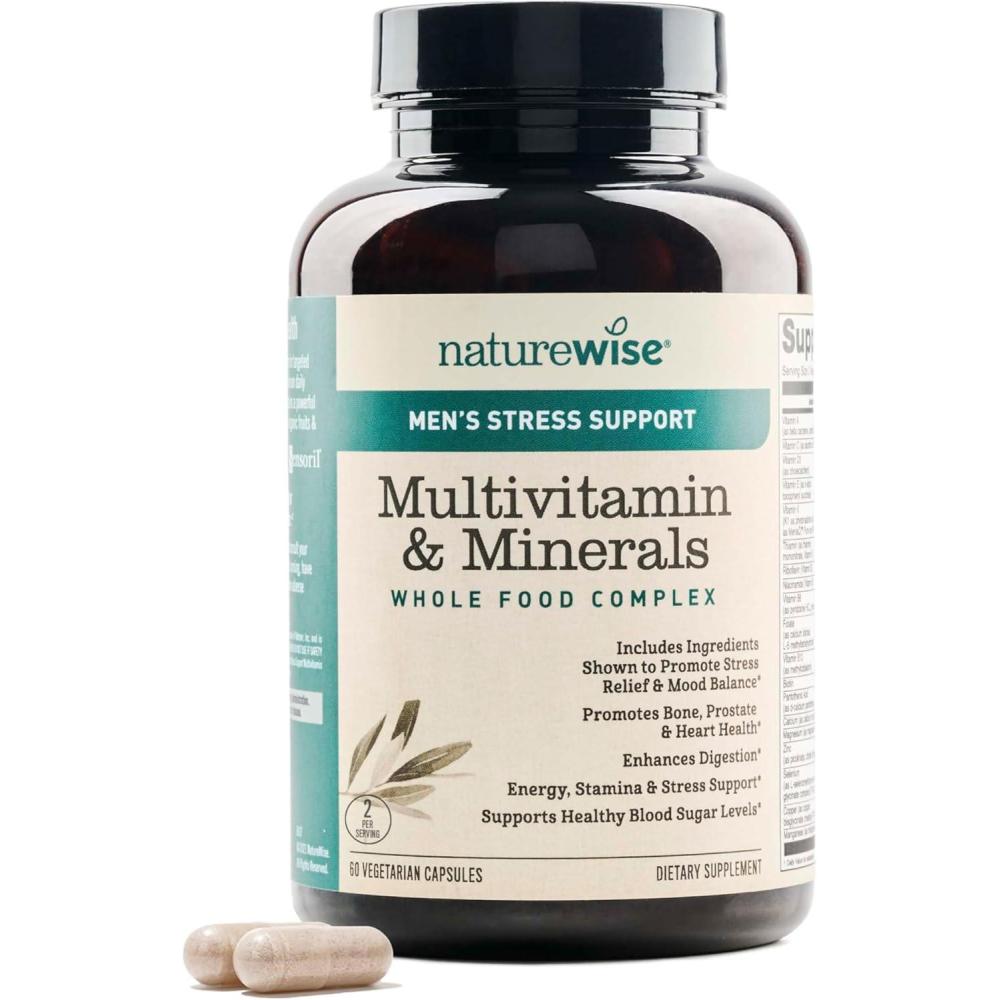 image:imageNatureWise Multivitamin for Men  Stress Support  Fulvic Ionic Minerals  Probiotics for Immunity Male Health Digestion  Whole Organic Foods  Vegetarian NonGMO  60 Capsules1Month Supply