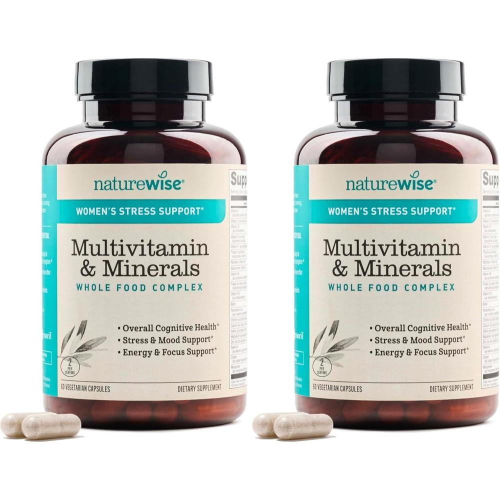 image:imageNatureWise Multivitamin for Women Stress Support with Organic Whole Foods amp Natural Minerals BComplex Vitamin C D3 K2 for Immunity Hair Skin amp Nails NonGMO 60 Capsules30Day Supply60 Count Pack of 2