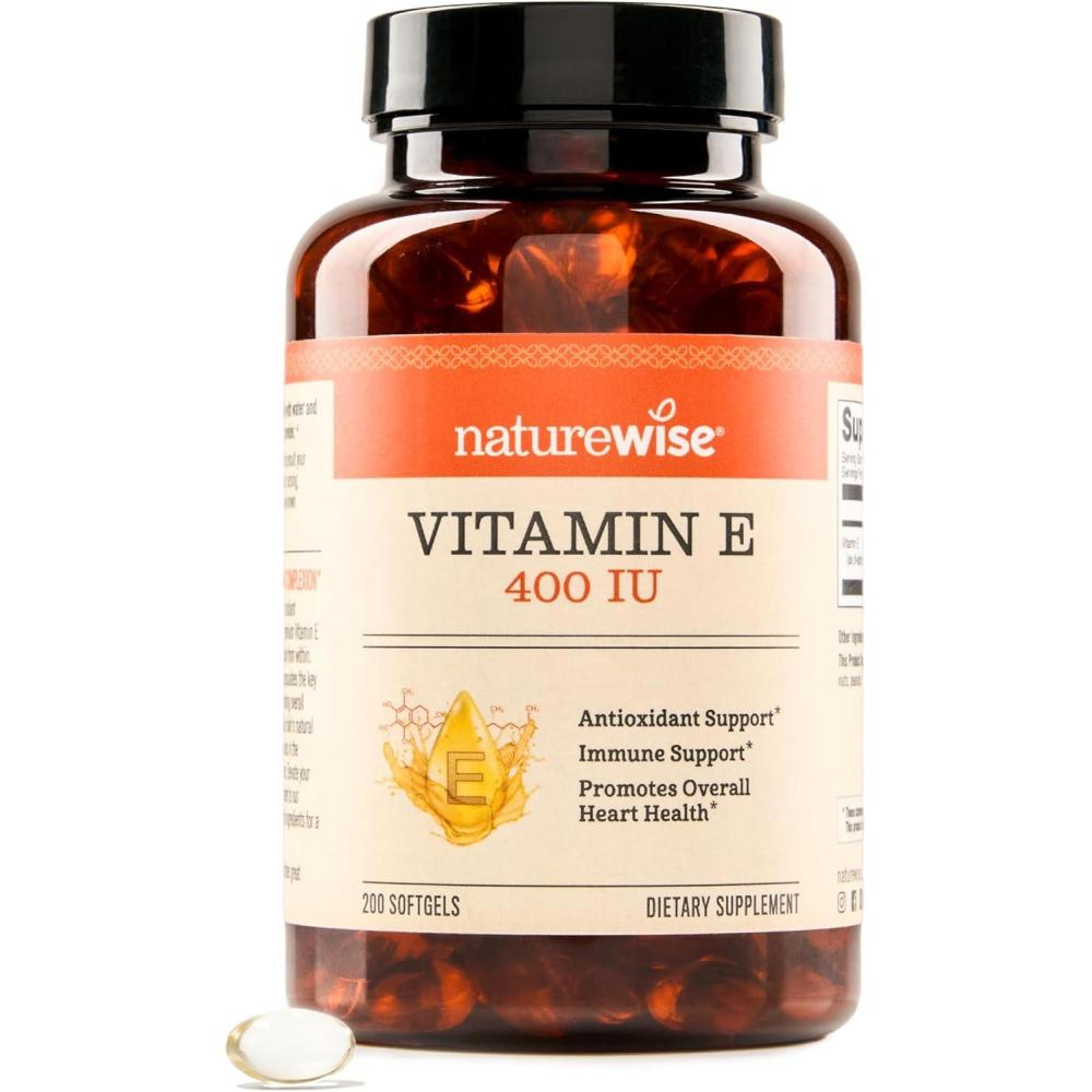 image:imageNatureWise Vitamin E 400 IU Softgels 180mg DLAlpha Dairy Gluten amp Soy Free AntioxidantRich Dietary Supplement for Skin Heart and Immune Health Support 4Month Supply 120 Count200 Count Pack of 1