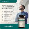 NatureWise Multivitamin for Men + Stress Support + Fulvic Ionic Minerals + Probiotics for Immunity, Male Health, Digestion + Whole Organic Foods – Vegetarian, Non-GMO – 60 Capsules[1-Month Supply]