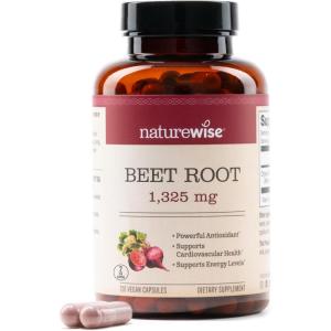 NatureWise Beet Root Capsules 1325mg with Organic Beetroot – Nitric Oxide Booster for Circulation and Heart Health Support – Vegan, Gluten-Free, Non-GMO – 120 Capsules[60 Day Supply](120 Count (Pack of 1))