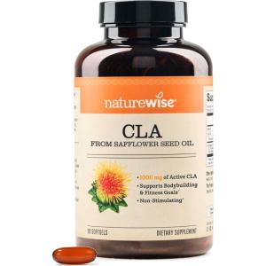 NatureWise CLA 1300 – 95% Active Conjugated Linoleic Acid for Women and Men, Not Stimulating, Supports Weight & Fitness Goals – Non-GMO, Gluten Free – 90 Softgels[1-Month Supply](CLA 1250)