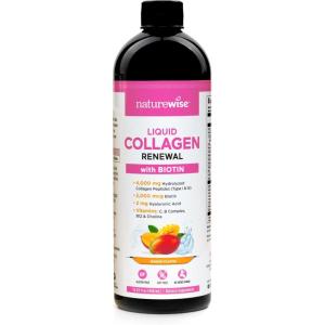 NatureWise Hydrolyzed Liquid Collagen for Women & Men 4000mg – Multi Collagen Peptides + Biotin + Vitamin C + Vitamin B Complex & Hyaluronic Acid – Mixed Berry – 15.22 fl oz[45 Day Supply](Mango)