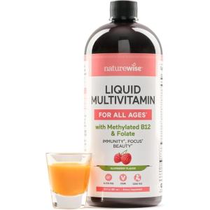 NatureWise Liquid Multivitamin for Women, Men of All Ages – Sugar Free, Vegan – Vitamins for Energy Levels, Beauty, Immune Health with Methylated B12 & Folate – Non-GMO – 30 fl oz(887 mL)