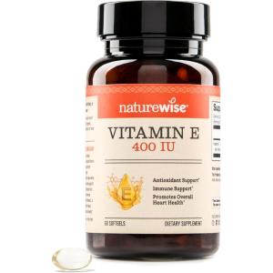NatureWise Vitamin E 400 IU Softgels (180mg DL-Alpha) – Dairy, Gluten & Soy Free – Antioxidant-Rich Dietary Supplement for Skin, Heart, and Immune Health Support – 4-Month Supply, 120 Count(60 Count (Pack of 1))