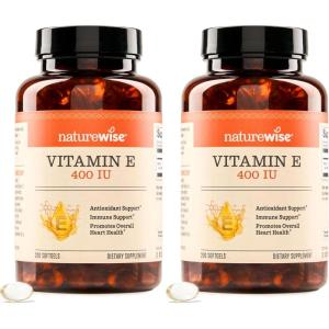 NatureWise Vitamin E 400 IU Softgels (180mg DL-Alpha) – Dairy, Gluten & Soy Free – Antioxidant-Rich Dietary Supplement for Skin, Heart, and Immune Health Support – 4-Month Supply, 120 Count(200 Count (Pack of 2))