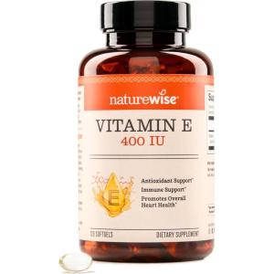 NatureWise Vitamin E 400 IU Softgels (180mg DL-Alpha) – Dairy, Gluten & Soy Free – Antioxidant-Rich Dietary Supplement for Skin, Heart, and Immune Health Support – 4-Month Supply, 120 Count(120 Count (Pack of 1))
