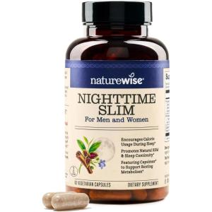Naturewise Nighttime Fitness Support Supplement & Natural Sleep Aid with Cayenne Extract, Green Coffee Bean, GABA, L-Theanine – Vegetarian, Non-GMO – 60 Capsules[1-Month Supply]