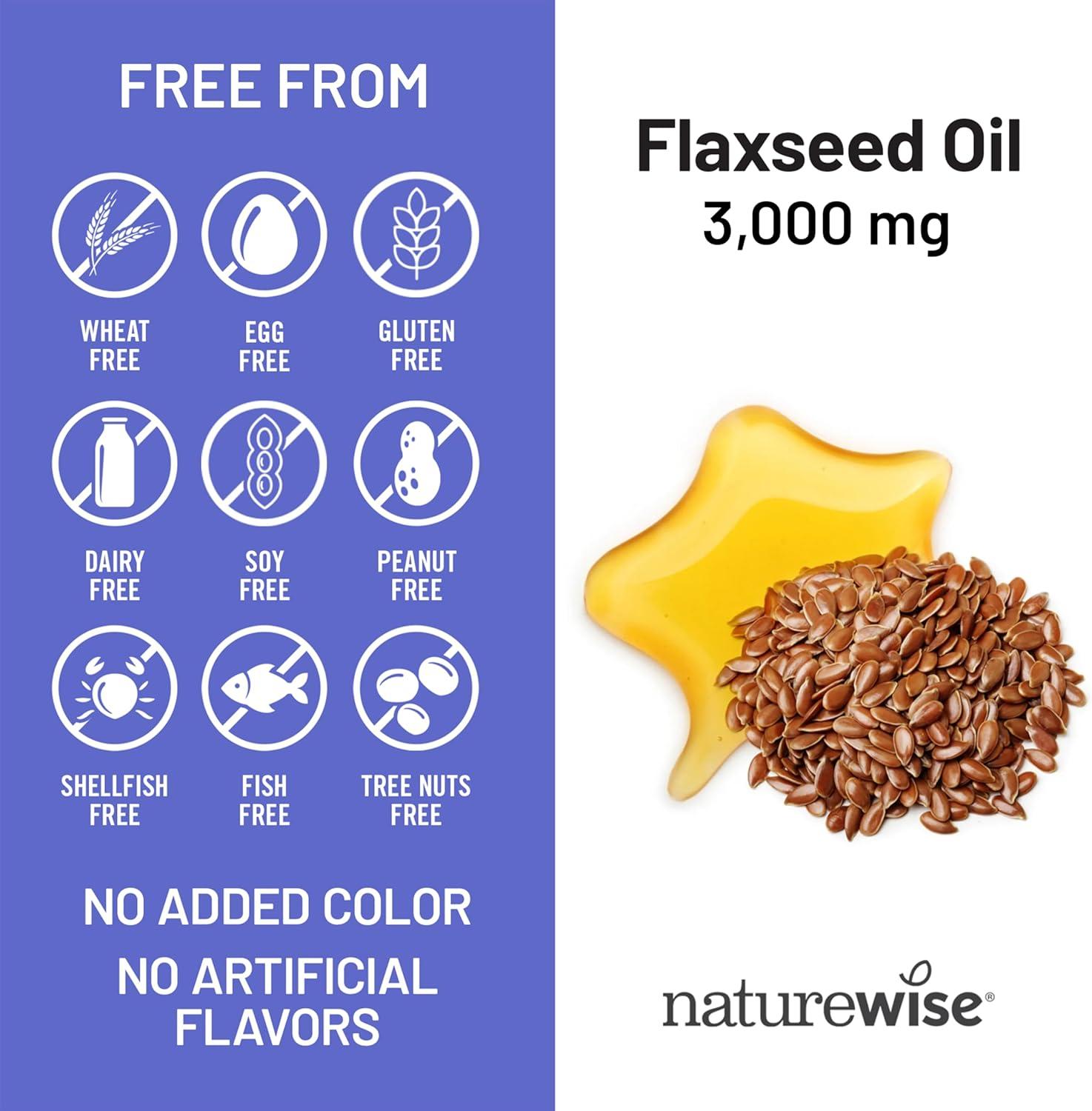image:imageNatureWise Flaxseed Oil 3000 mg Fish Free Omega 3 with 1500 mg ALA Dietary Supplement for Immune Health Support Organic Cold Pressed NonGMO 90 Softgels30Day Supply120 Count Pack of 1