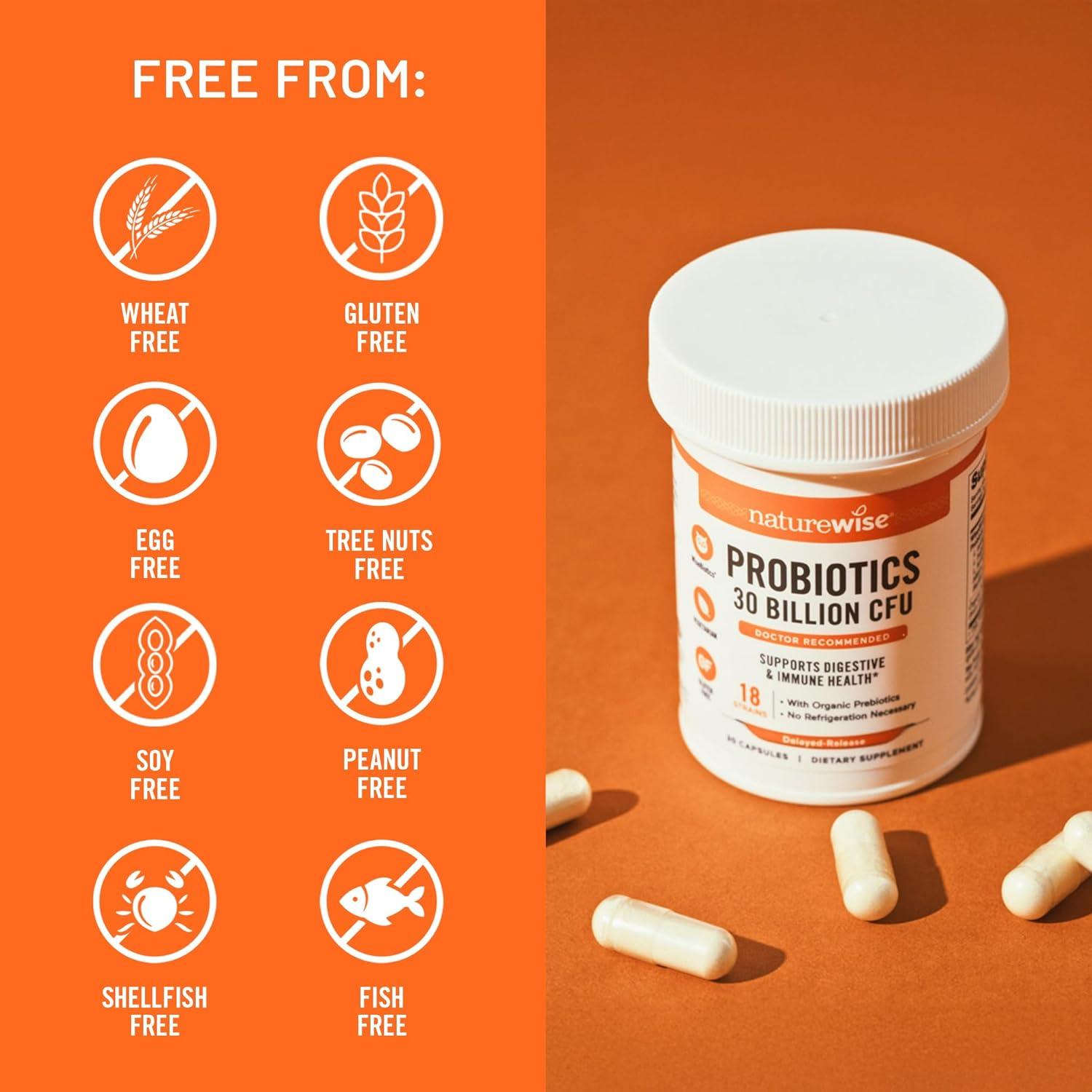 image:imageNatureWise Max Probiotics for Women amp Men 30 Billion CFU 18 Strains Organic Prebiotics For Gut amp Digestive Health Vegetarian DelayedRelease Capsules Gluten Free 30 Capsules30Day Supply30 Count Pack of 1