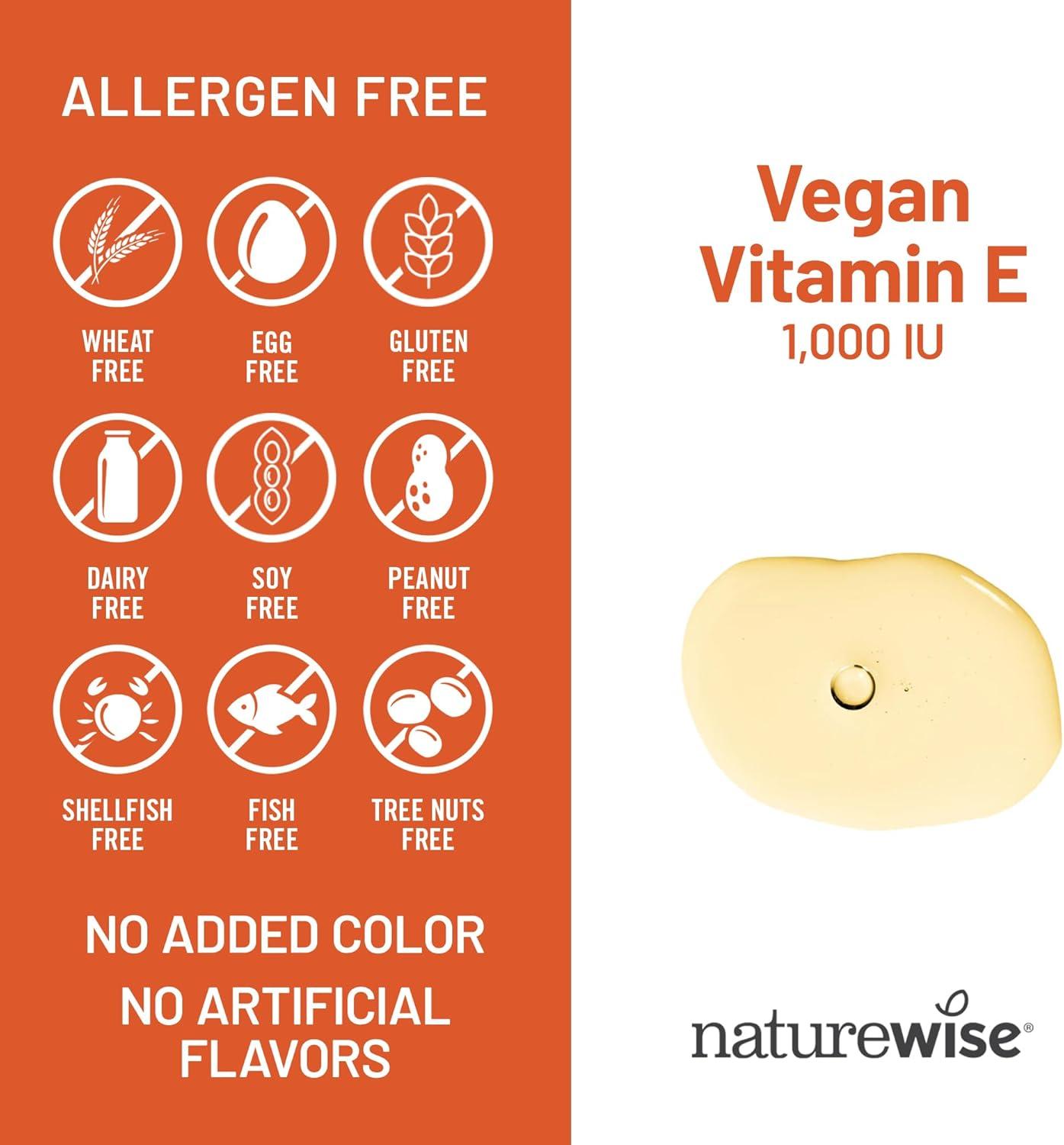 image:imageNatureWise Vitamin E 1000 IU Softgels 450mg dLAlpha Vegan GlutenFree SoyFree NonGMO Antioxidant Dietary Supplement for Skin Heart Eye and Immune Health Support 60Day Supply 120 Count