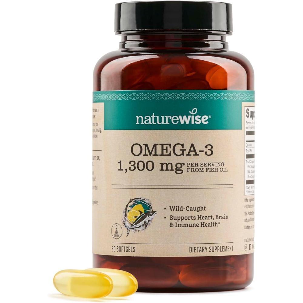 image:imageNatureWise Ultra Omega 3 Fish Oil 2200 mg  1300 mg Omega3  Triglyceride Form  Lemon Flavor  WildCaught Fish Oil  EPA amp DHA  Burpless NonGMO  60 Softgels1Month Supply60 Count Pack of 1