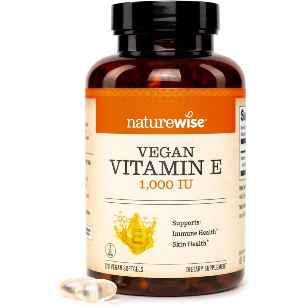 image:imageNatureWise Vitamin E 1000 IU Softgels 450mg dLAlpha  Vegan GlutenFree SoyFree NonGMO Antioxidant Dietary Supplement for Skin Heart Eye and Immune Health Support  60Day Supply 120 Count
