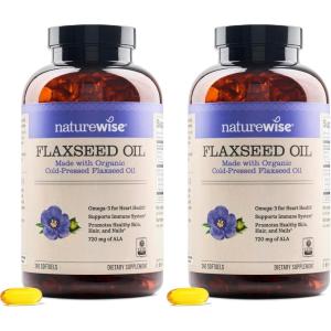 NatureWise Flaxseed Oil 1200 mg, Fish Free Omega 3 6 9 with 720mg ALA, Dietary Supplement for Heart Health Support – Organic, Cold Pressed, Non-GMO – 30 Softgels[1-Month Supply](240 Count (Pack of 2))