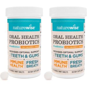 NatureWise Oral Probiotics for Mouth Bad Breath – Chewable Sugar-Free Mint – Lactobacillus reuteri Chewable – Oral Probiotics For Kids & Adults – Non-GMO USA Manufactured – 60 Count[60-Day Supply](60 Count (Pack of 2))