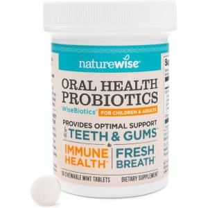 NatureWise Oral Probiotics for Mouth Bad Breath – Chewable Sugar-Free Mint – Lactobacillus reuteri Chewable – Oral Probiotics For Kids & Adults – Non-GMO USA Manufactured – 60 Count[60-Day Supply](30 Count (Pack of 1))