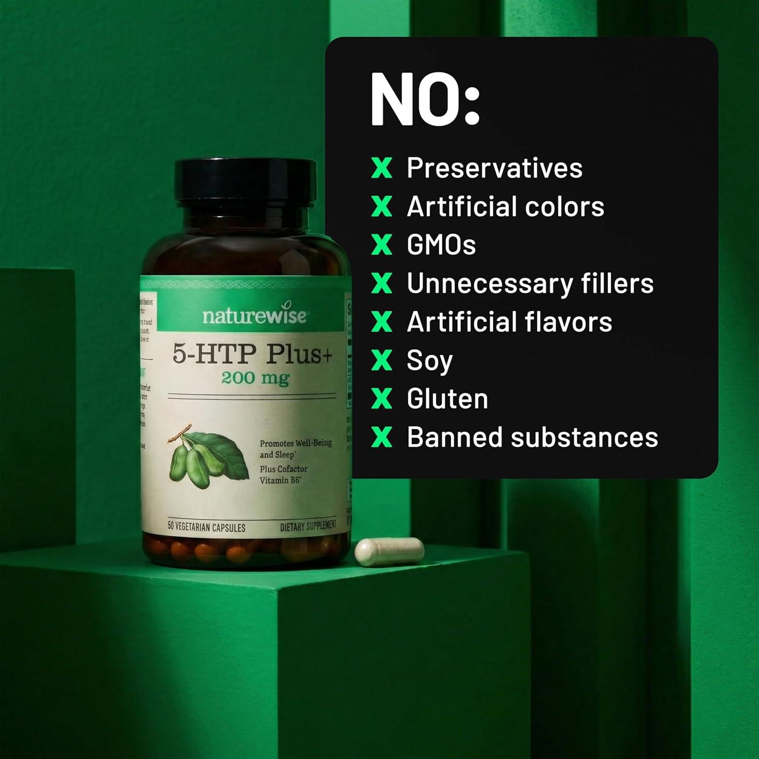 image:imageNatureWise 5HTP 200mg Supplement from Griffonia Seeds with Cofactor Vitamin B6 Mood Support and Natural Sleep Aid for Adults DelayedRelease Vegan 30 Count1Month Supply200MG