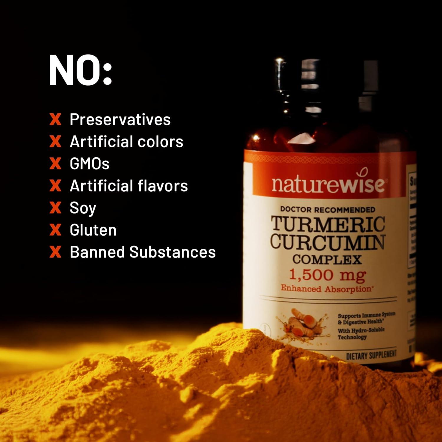 image:imageNatureWise Extra Strength Turmeric Curcumin 1500mg with HydroSoluble Technology for Ultra Absorption 270mg to 330mg Curcuminoids for Immune Support Vegan NonGMO 90 Capsules30Day Supply