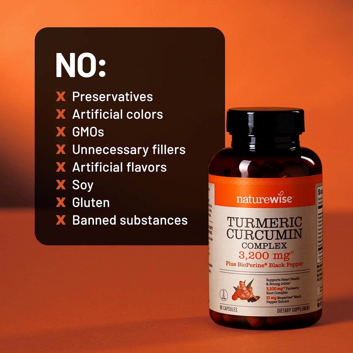 image:imageNatureWise Turmeric Curcumin Complex 3200 mg with BioPerine for Absorption Turmeric Curcumin Supplement for Antioxidant Support NonGMO Vegan USA Manufactured 90 Capsules30Day Supply