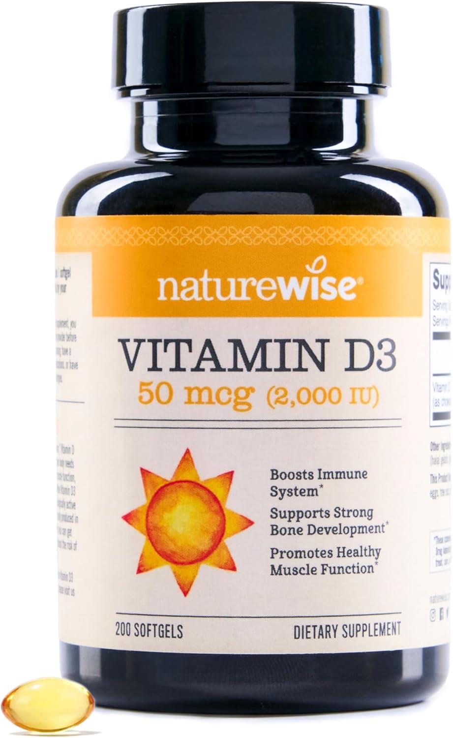image:imageNatureWise Vitamin D3 2000iu 50 mcg 30Day Supply for Immune Support Healthy Muscle Function and Bone Health NonGMO Gluten Free in Organic Extra Virgin Olive Oil Mini Softgel 30 Count2000IU