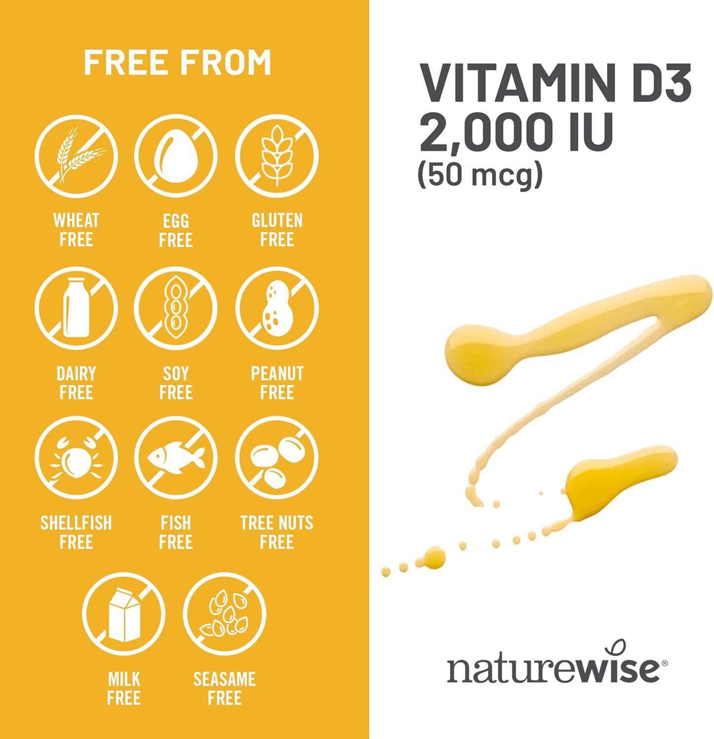 image:imageNatureWise Vitamin D3 2000iu 50 mcg 30Day Supply for Immune Support Healthy Muscle Function and Bone Health NonGMO Gluten Free in Organic Extra Virgin Olive Oil Mini Softgel 30 Count2000IU