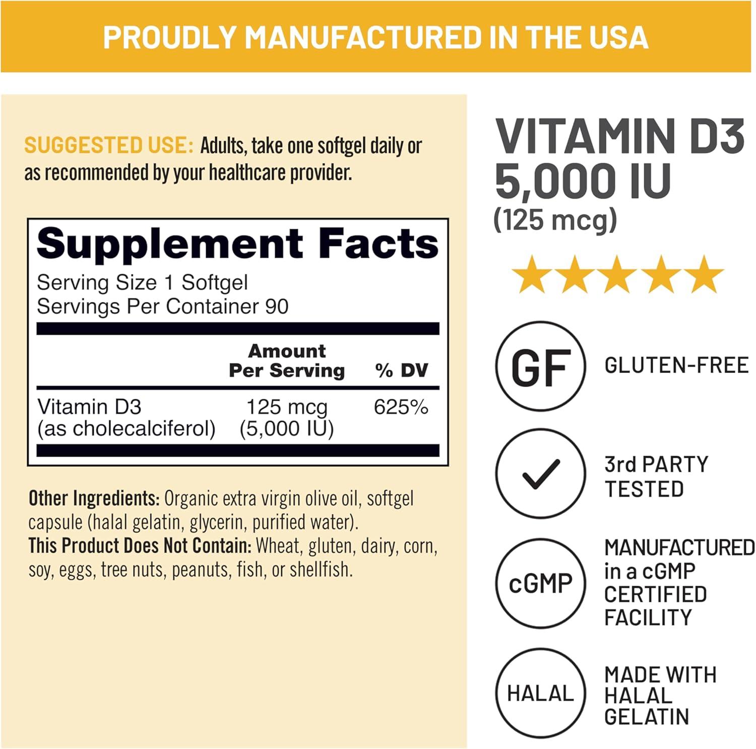 image:imageNatureWise Vitamin D3 2000iu 50 mcg 30Day Supply for Immune Support Healthy Muscle Function and Bone Health NonGMO Gluten Free in Organic Extra Virgin Olive Oil Mini Softgel 30 Count5000IU