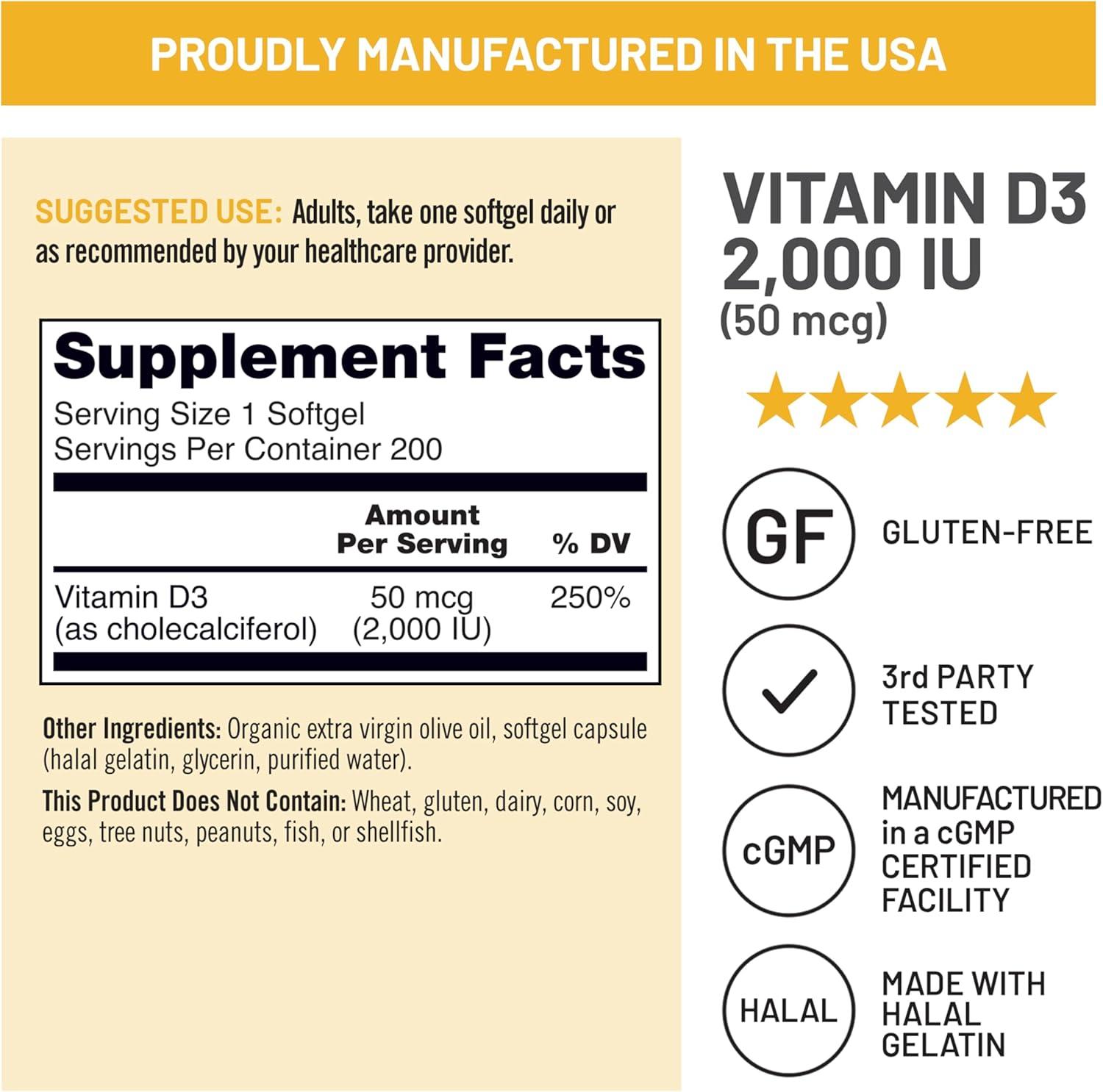 image:imageNatureWise Vitamin D3 2000iu 50 mcg 30Day Supply for Immune Support Healthy Muscle Function and Bone Health NonGMO Gluten Free in Organic Extra Virgin Olive Oil Mini Softgel 30 Count2000IU