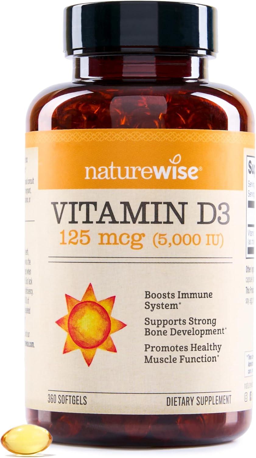 image:imageNatureWise Vitamin D3 2000iu 50 mcg 30Day Supply for Immune Support Healthy Muscle Function and Bone Health NonGMO Gluten Free in Organic Extra Virgin Olive Oil Mini Softgel 30 Count5000IU