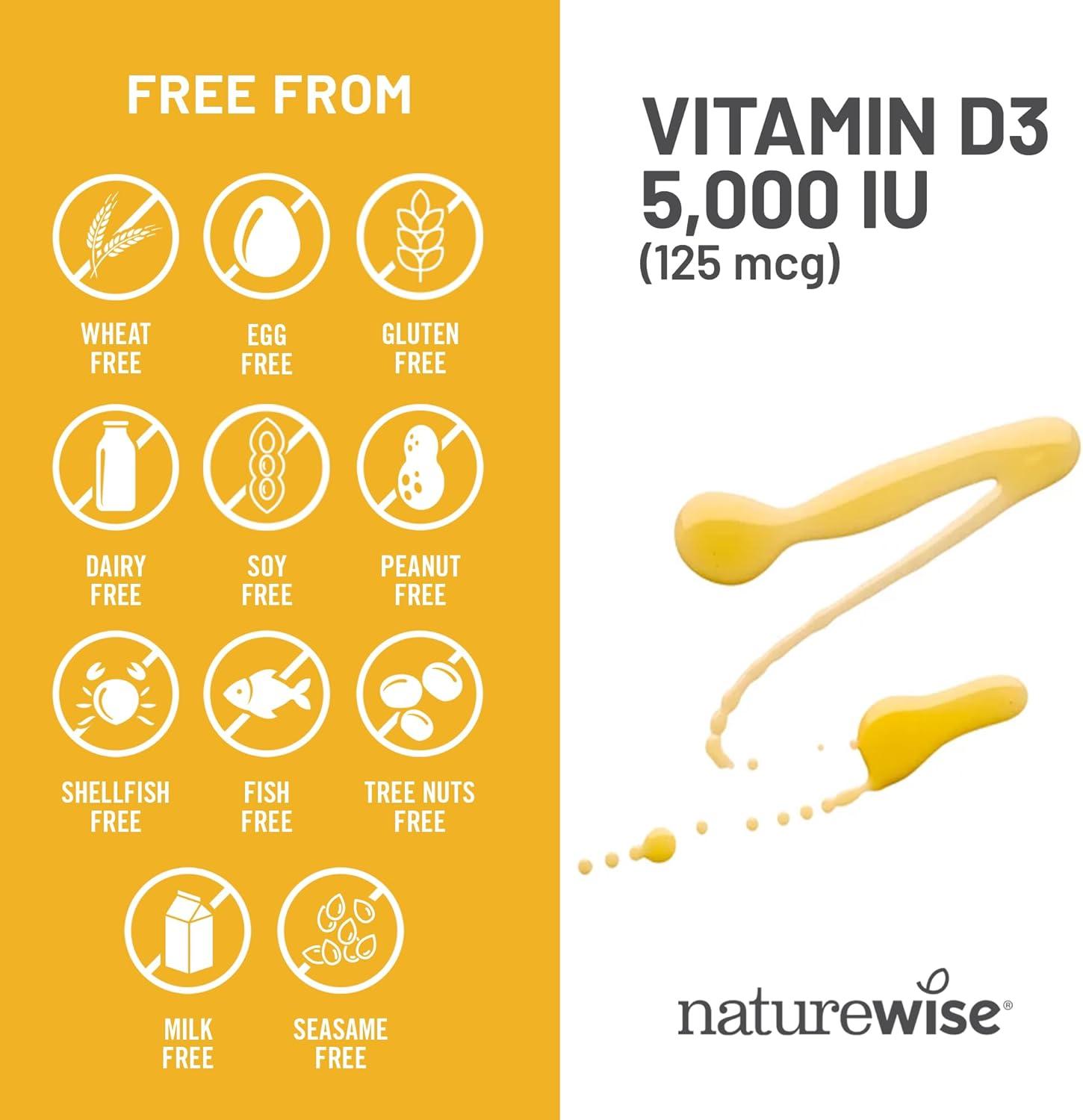 image:imageNatureWise Vitamin D3 2000iu 50 mcg 30Day Supply for Immune Support Healthy Muscle Function and Bone Health NonGMO Gluten Free in Organic Extra Virgin Olive Oil Mini Softgel 30 Count5000IU